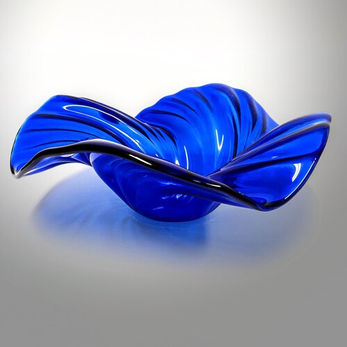Glass Art Wave shops Bowl in Bright Electric Blue | Modern Art Glass Decorative Bowl | Glass Sculptures Handmade in Ohio | Unique Gift Ideas