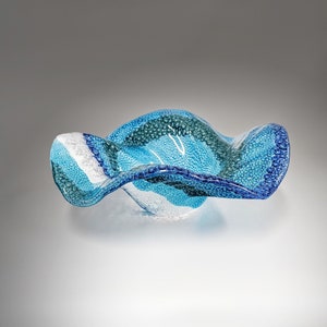 Glass Art Ocean Waves Bowl Rolling Breaking Wave Sea Blue Glass Bowl Beach House Fruit Bowl Gift Ideas image 4
