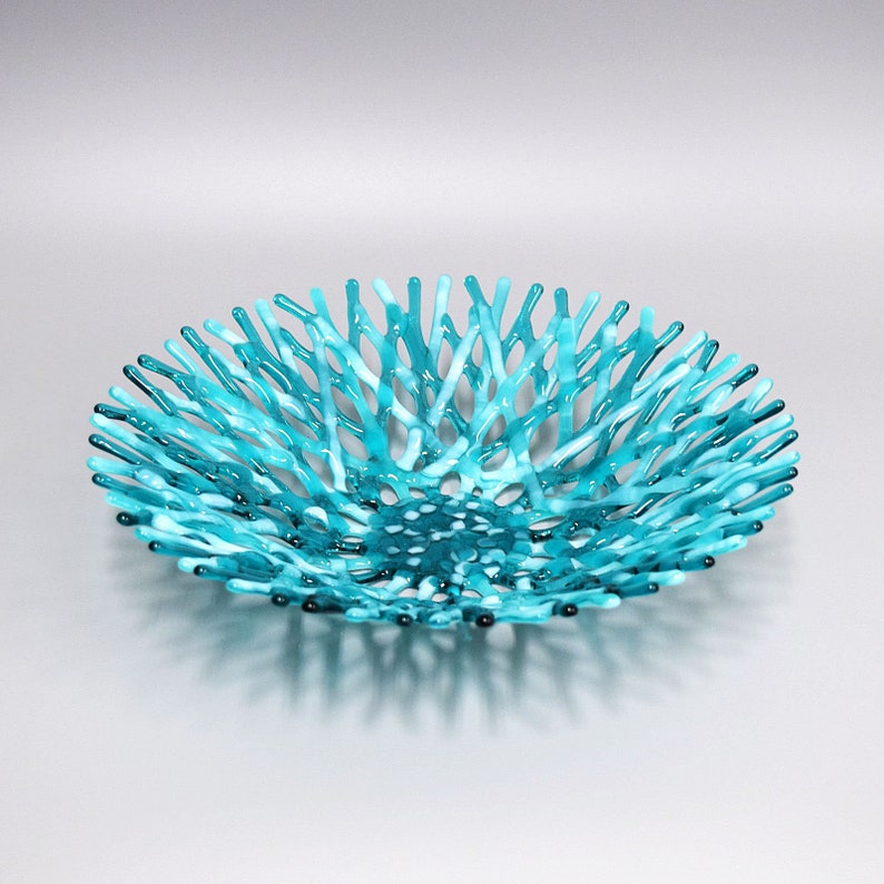 Fused Glass Art Sea Coral Bowl Ocean Life Tablescapes Etsy