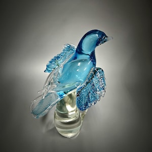 Murano Glass Blue Birds of Paradise Limited Edition Collection Stamped | Made in Formia, Italy by Alfredo Barbini