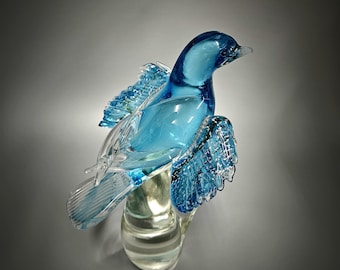 Murano Glass Blue Bird Sculpture | Alfredo Barbini, Birds of Paradise