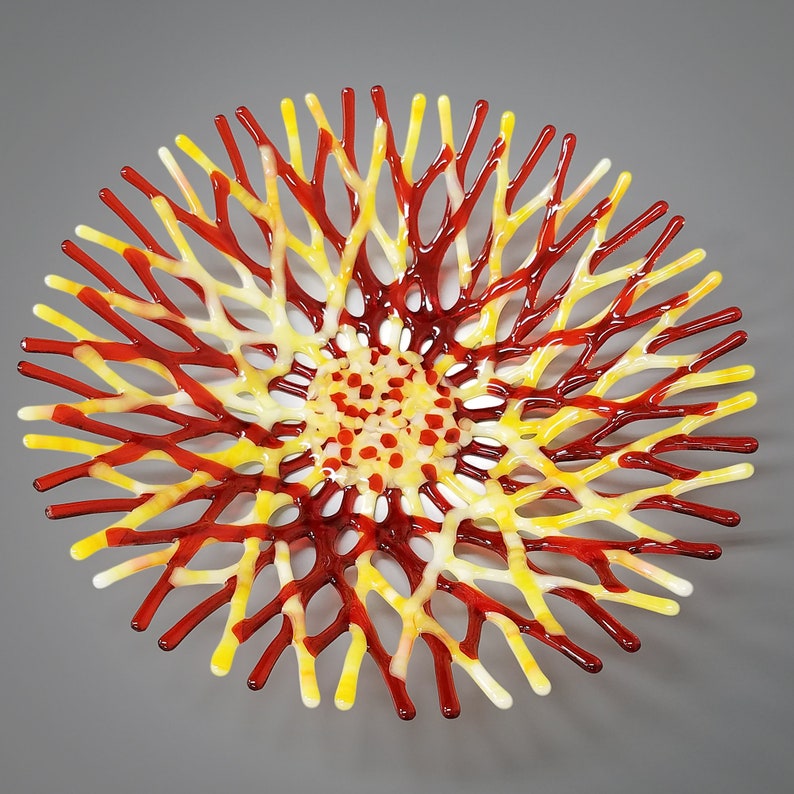 Beach Glass Art Coral Bowl Glass Sculpture Beach Themed Etsy