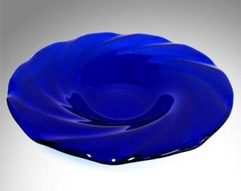 Cobalt Blue Glass Art Decorative Bowl | Home Décor Gift Ideas | Fused Glass Bowl in Dark Blue