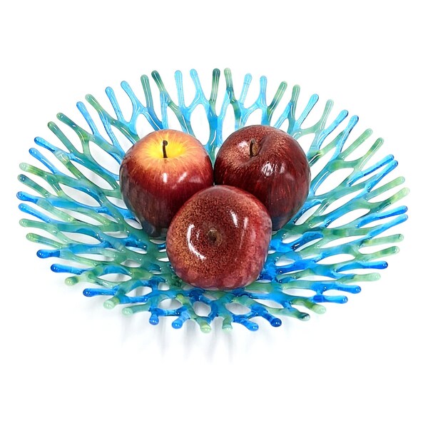 Fused Glass Coral Bowl Etsy