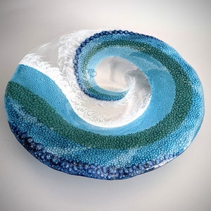 Crashing Ocean Waves Bowl Rolling Breaking Wave Sea Blue Glass Bowl Glass Art Bowl Decorative Fruit Bowl Gift Ideas for Wife Mom Friend image 7