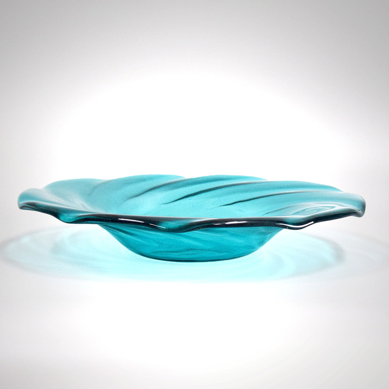 Glass Art Fruit Bowl Centerpiece Teal Aqua Green Modern Art | Etsy