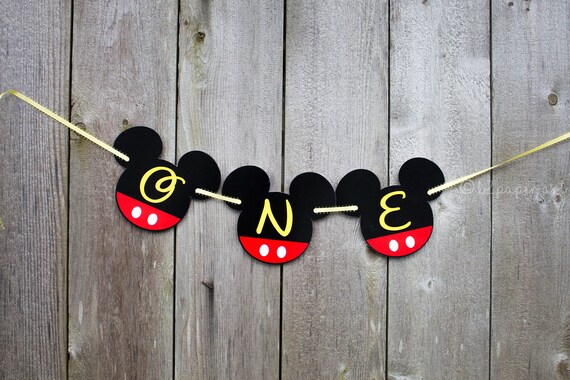 Mickey Mouse First Birthday Highchair Banner Mickey Mouse Etsy