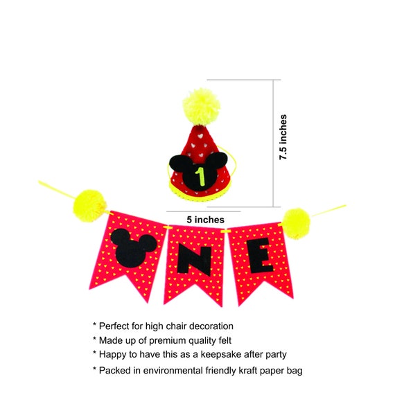 Mickey Mouse 1st Birthday Party Hat High Chair One Banner Etsy