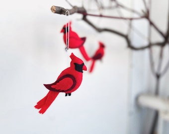 Ornement de Noel de cardinaux rouges, cadeau de Noel, décor d'hiver de cardinaux, ornement cardinal, ornements d'arbres de Noel, oiseau rouge