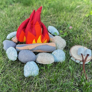 Felt Campfire Set, Pretend Play, Adventure Nursery, Felt bonfire, Children's Learning Toys, Flame, Stones, Logs, felt toy set image 2