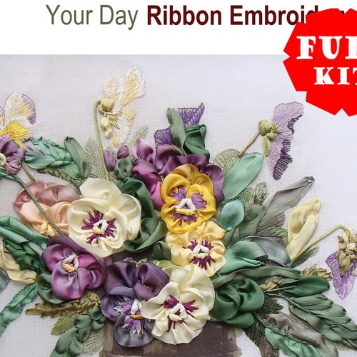 Wishing Happiness Ribbon Embroidery Kit With Natural Silk Etsy