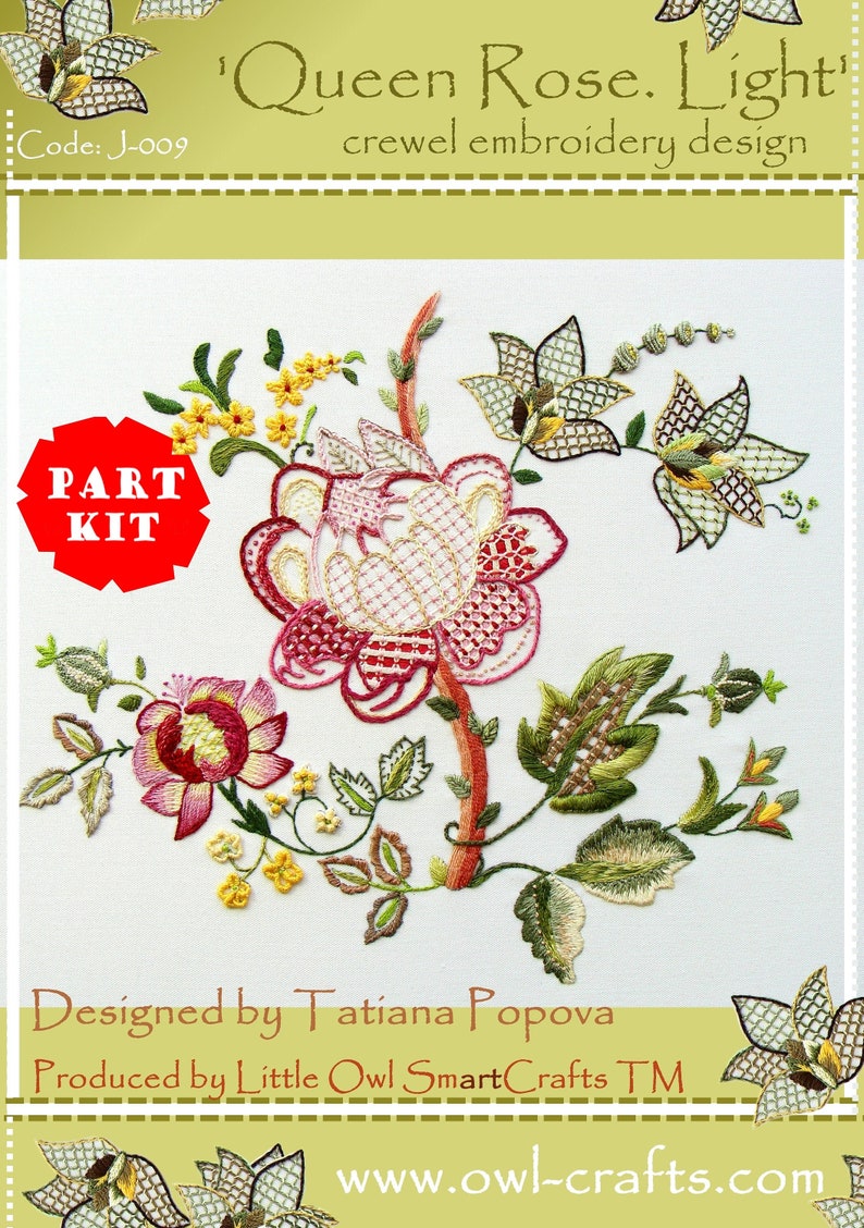 Crewel Embroidery Kit Queen Rose Light Kit De Broderie Etsy