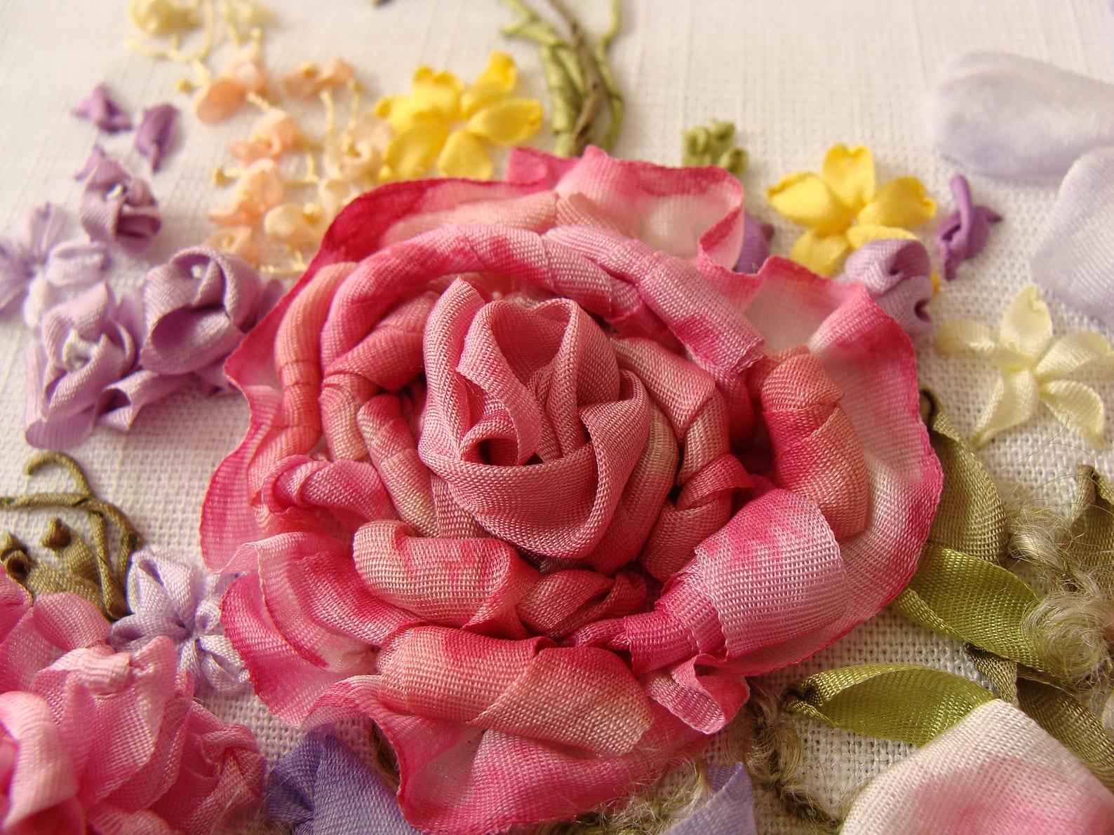 Mother's Day Ribbon Embroidery Kit with natural silk Etsy