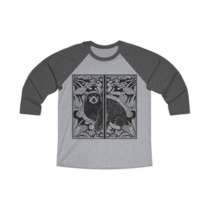 T-shirt da baseball con maniche a 3/4 del bradipo in stile Art Nouveau