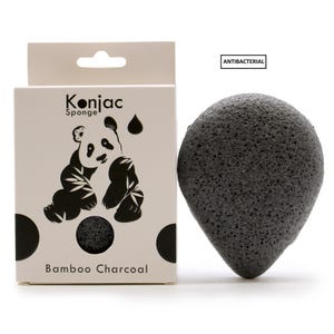2 éponges Visage Konjac Charbon Bambou - 100% Naturel Et Biodégradable - Neuf