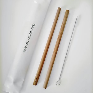 Bamboo straw set 2 + 1 cleaning  brush, reusable bamboo products, ecofriendly straw, zero waste washable straws set, plastic free straws