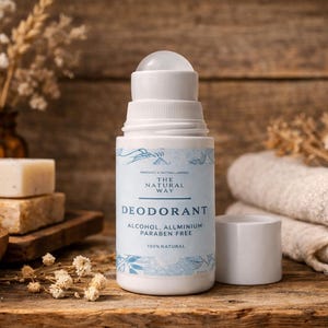 Extra stark naturlig roll-on deodorant | Palmarosa | Ekologisk olivolja och bikarbonat | 24 timmars skydd | Aluminiumfri deodorant