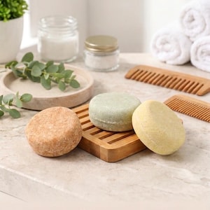 Eco Friendly Solid Shampoo Bar – Natural & Plastic Free Hair Cleanser for All Hair Types – Biodegradable Hair Care