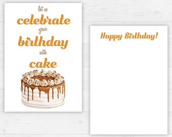 Printable Birthday Card / Instant Download / Illustrated Birthday Card / Printable Birthday Postcard / Celebrate Birthday Cake / DIY [23]