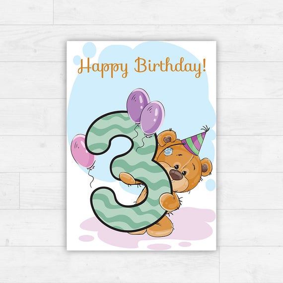 Printable Happy Birthday Card Instant Download Illustrated Etsy