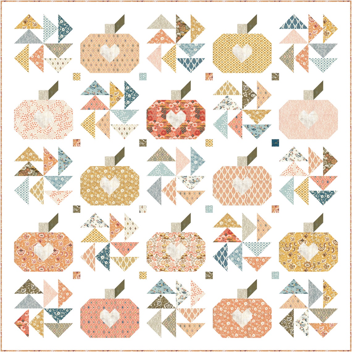 Hello Fall PDF Pattern image 0 | Fall Quilts by popular US quilting blog, Lella Boutique: image of a Hello Fall pumpkin quilt pattern. 
