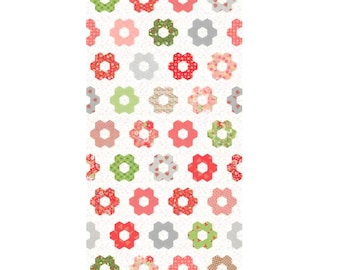 Poinsettia & Pear Hexie Panel 60" Wide
