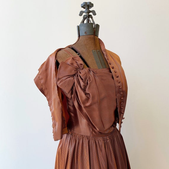 Copper Pinstripe Dress Set ~ Vintage 1940s Swingy