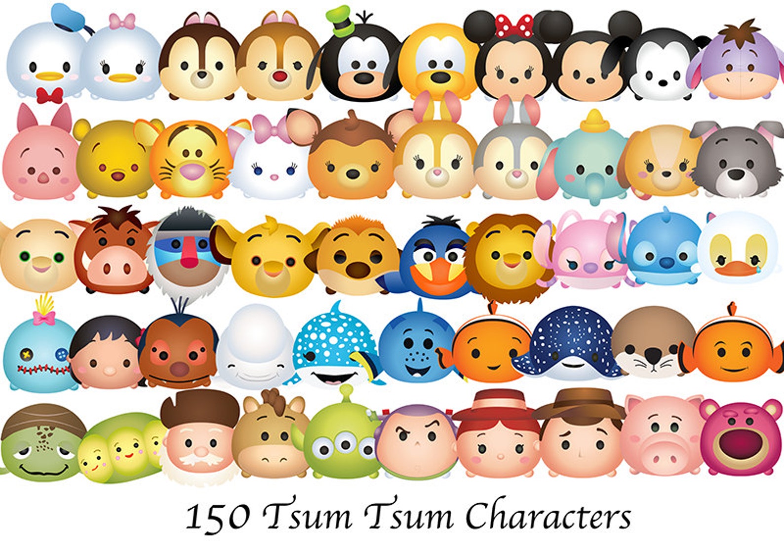 Tsum Tsum Characters. 150 High Resolution Digital Clipart. Etsy