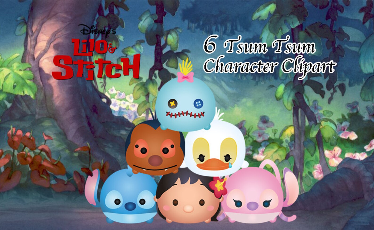 Lilo &amp; Stitch Tsum Tsum. 6 High Resolution Digital Clipart. | Etsy