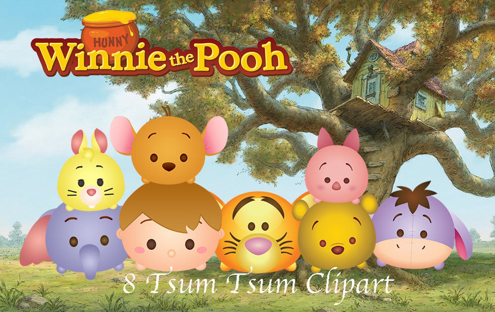 Winnie The Pooh Tsum Tsum. 8 High Resolution Digital Clipart. | Etsy