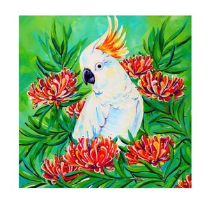 Fridge magnet, Cockatoo magnet, Fridge art, Kitchen decor, Cockatoo painting, Parrot gift, Gift under 5, Teacher gift, Art fridge magnet