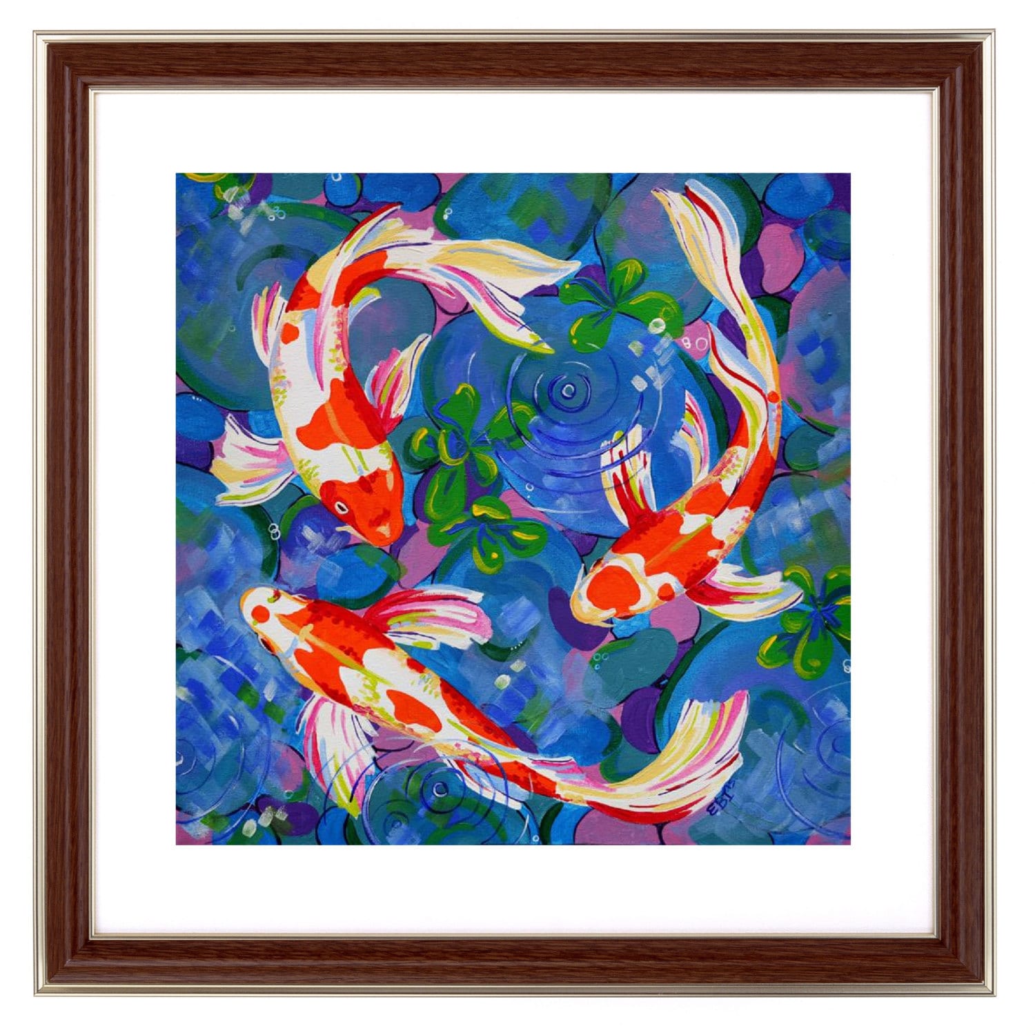 Koi Fish Art Print Brightly colored wall decor Koi Fish home Etsy