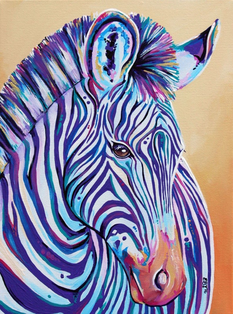 Zebra Art Print Zebra decor Zebra wall art Colorful Zebra Etsy
