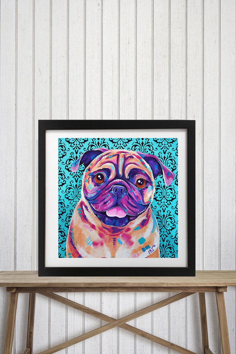 Pug Dog Art Print Wall Decor Lover Gift Cute