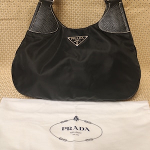 Prada Tessuto Logo Mini Bag Pouch Nylon Black Authentic B7069