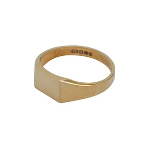 Heavy Weight Rectangle Head 9ct Yellow Gold Signet Ring - HS11