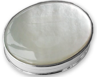 Sterling silver MOP Oval tooth/pill box