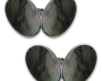 Black Mother of Pearl Sterling Silver Double Oval Cufflinks