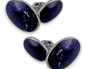 Sterling Silver Double Oval Lapis cufflinks