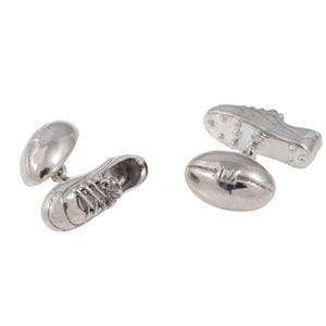 Sterling Silver Rugby Ball & Boot Cufflinks