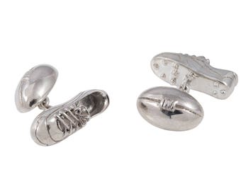 Sterling Silver Rugby Ball & Boot Cufflinks