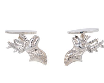 Stag & Oval Sterling Silver Chain Link Cufflinks