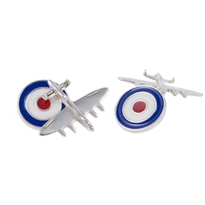 Bomber & RAF Emaille Rondelle mit Sterling Silber Manschettenknöpfe