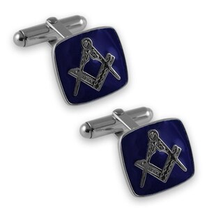 Sterling Silver Enamelled Square Masonic cufflinks NEW