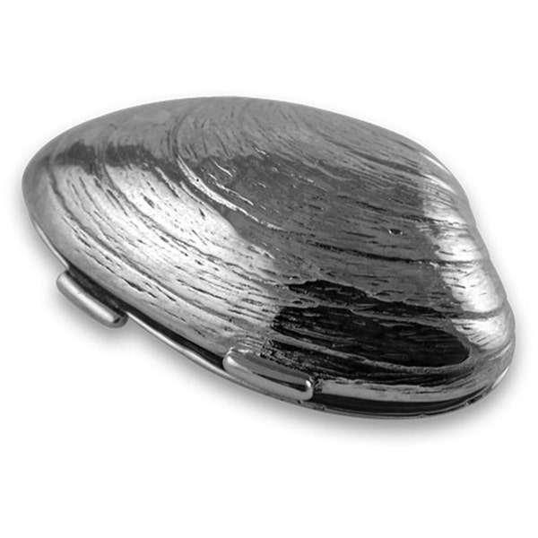 Beautiful sterling silver Clamshell pill box with gold plated interior