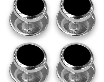 Orecchini singoli a bottone in argento sterling con onice nera.