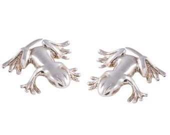 Sterling Silber Plain Frosch Manschettenknöpfe