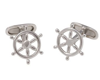 Sterling Silver Ship Wheel Cufflinks