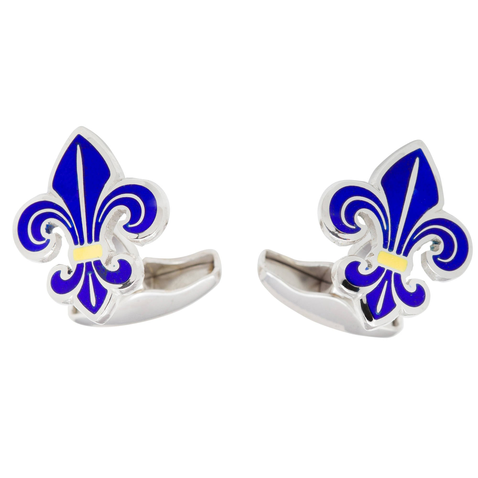Sterling Silver Enamel Fleur De Lys Cufflinks