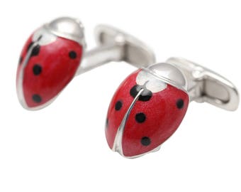 Sterling Silver Lady Bird Cufflinks with T-bar/Swivel